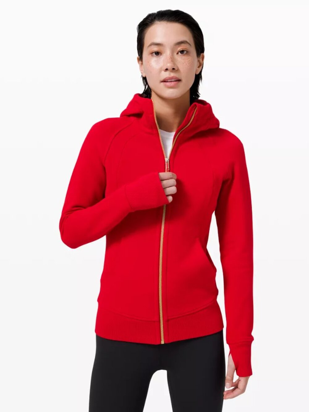 Lululemon Women's Deep Red Scuba Slim Training Full-Zip Hoodie Size 4